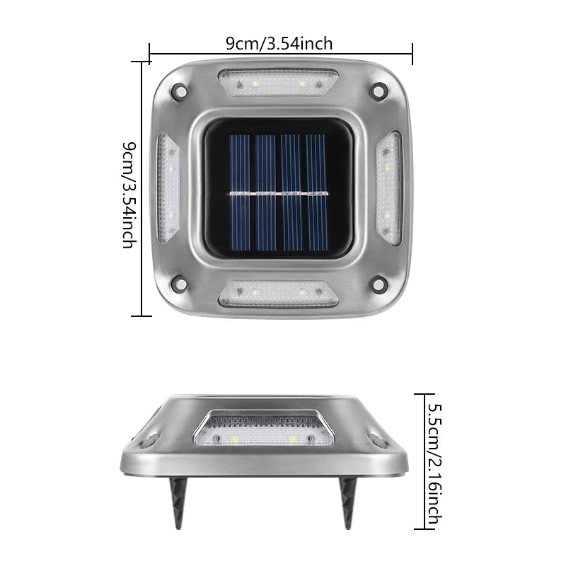 4PCS Solar Dock Lights 8LEDs Deck Driveway Light Outdoor