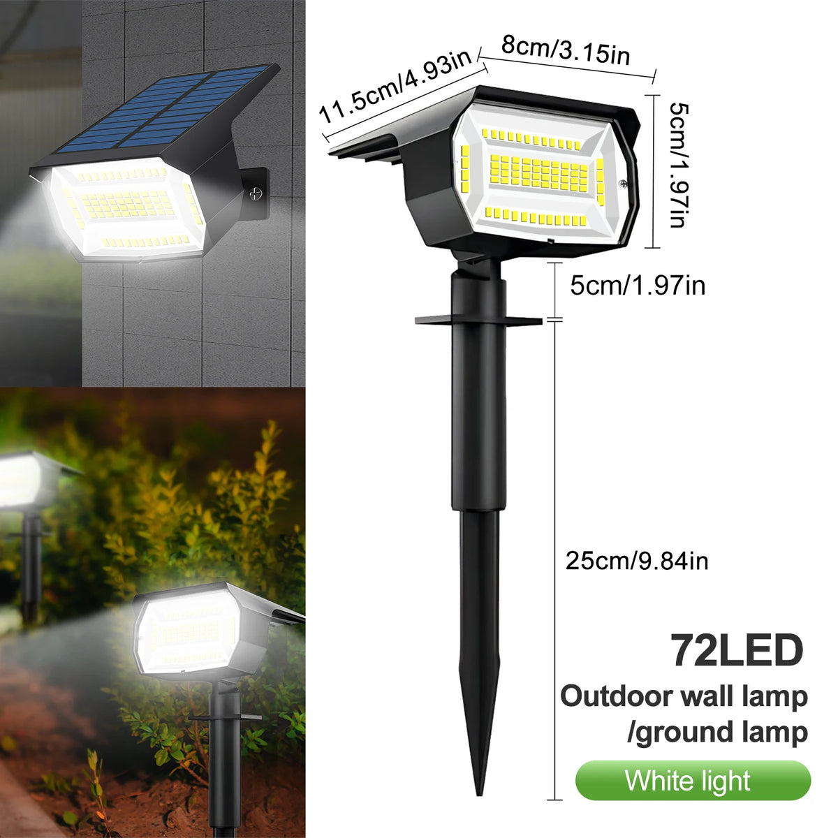 Solar Powered Wall Light Auto On/Off for Yard Garden Pathway