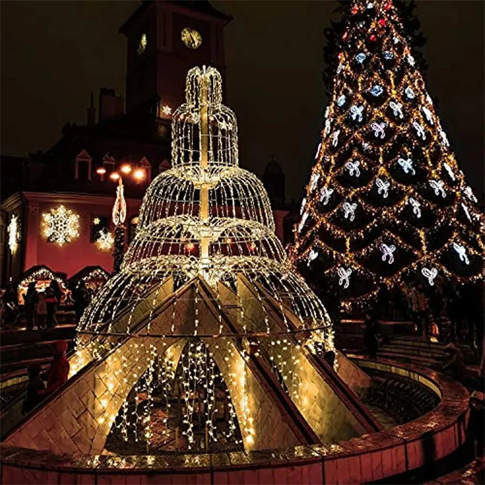 Solar Curtain Icicle Light 3.5M Eaves Outdoor Fairy String Lights