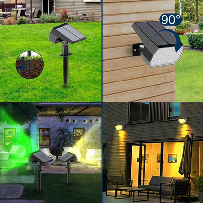 Solar Spot Lights Outdoor 74 LED 3 Colors 2-in-1 Solar Landscape