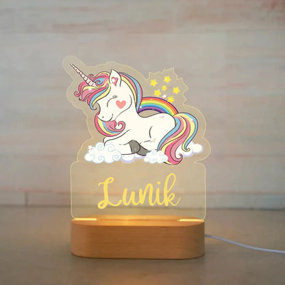 Personalized Children Animal Night Light Custom Name Acrylic Lamp