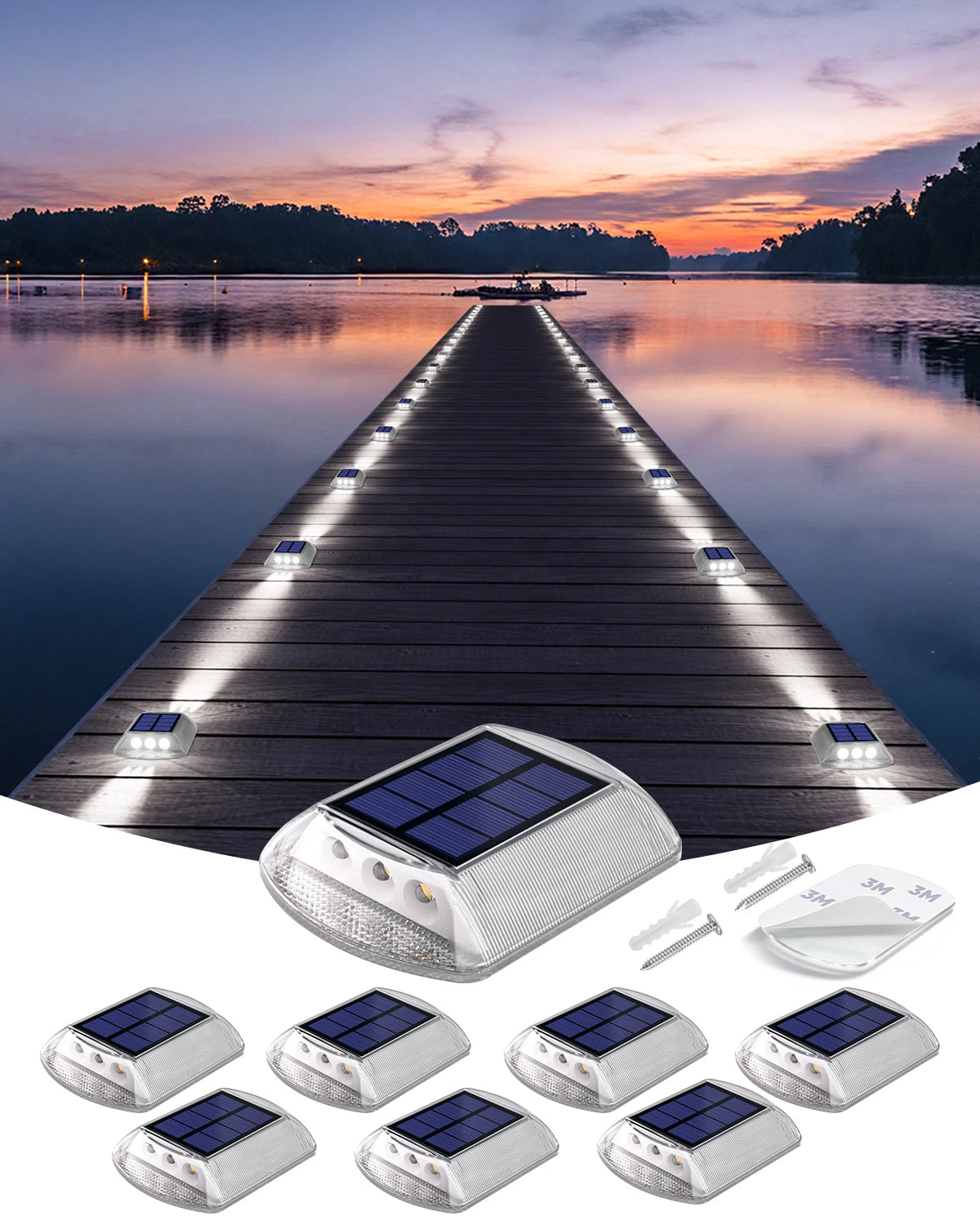 Solar Deck Lights Outdoor Warm White Driveway Lights