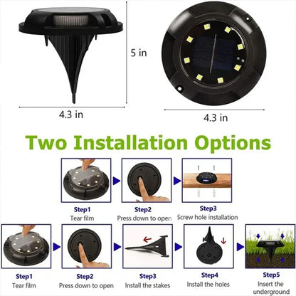 Solar Lights Outdoor 12LEDs Disk Underground Lamp Yard Decoration