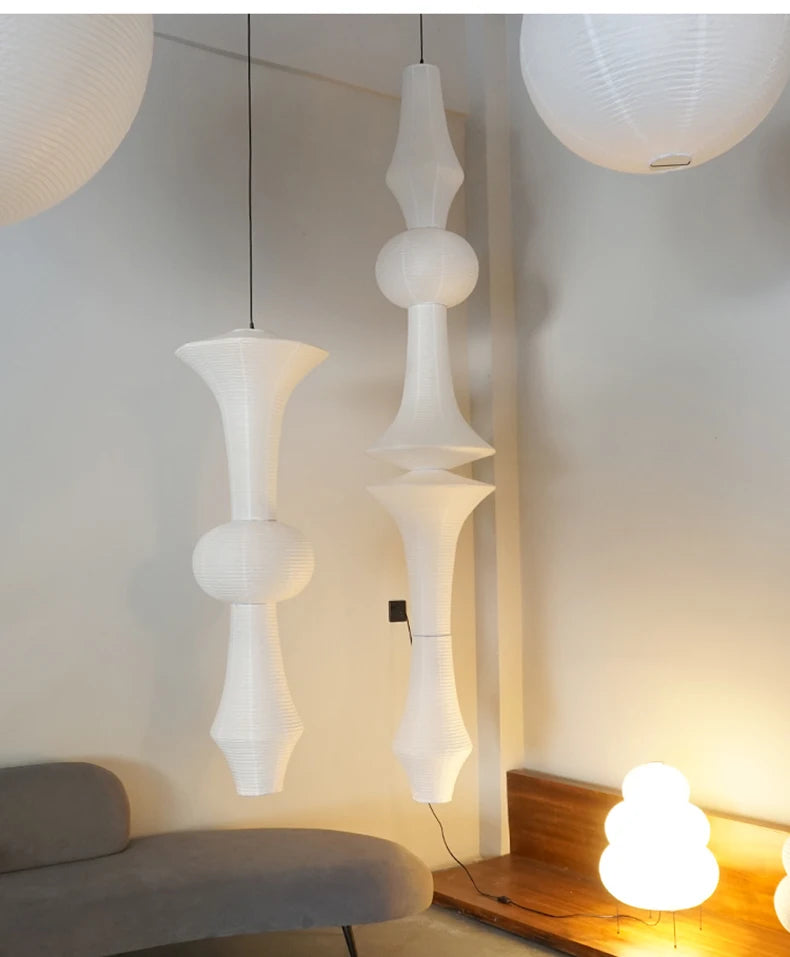 Nordic Wabi Sabi Wind Rice Paper Led Pendant Lights