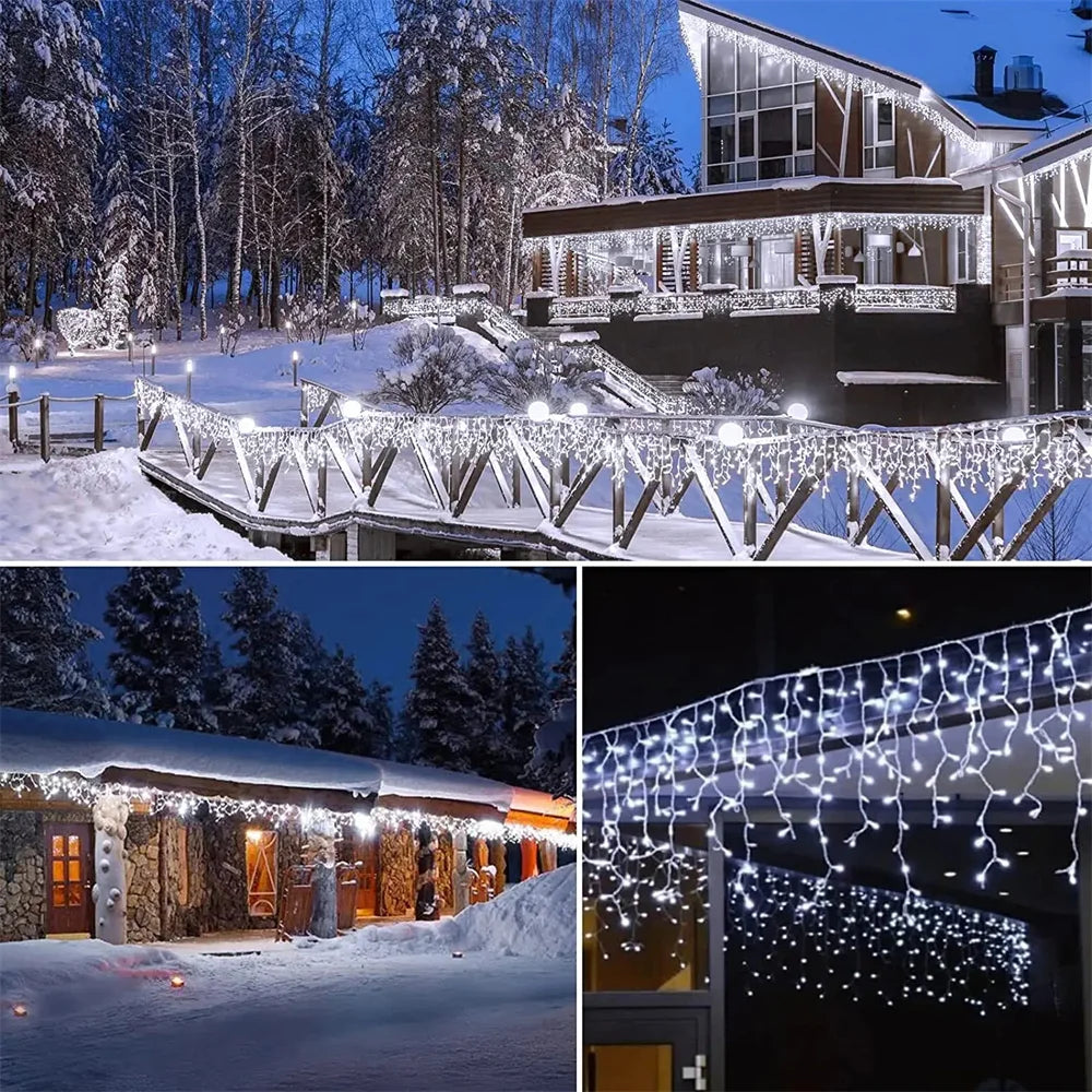 Solar Curtain Icicle Light 3.5M Eaves Outdoor Fairy String Lights