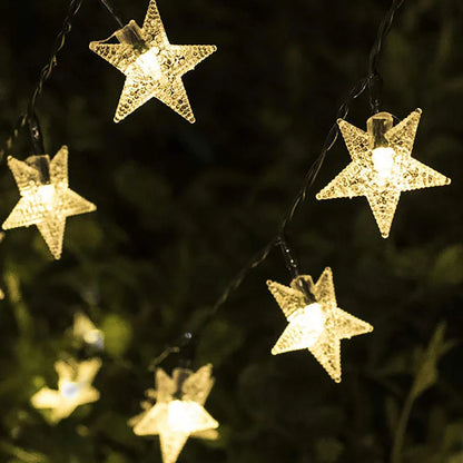 Solar Star String Lights Outdoor Waterproof LED Solar Powered Fairy Lights