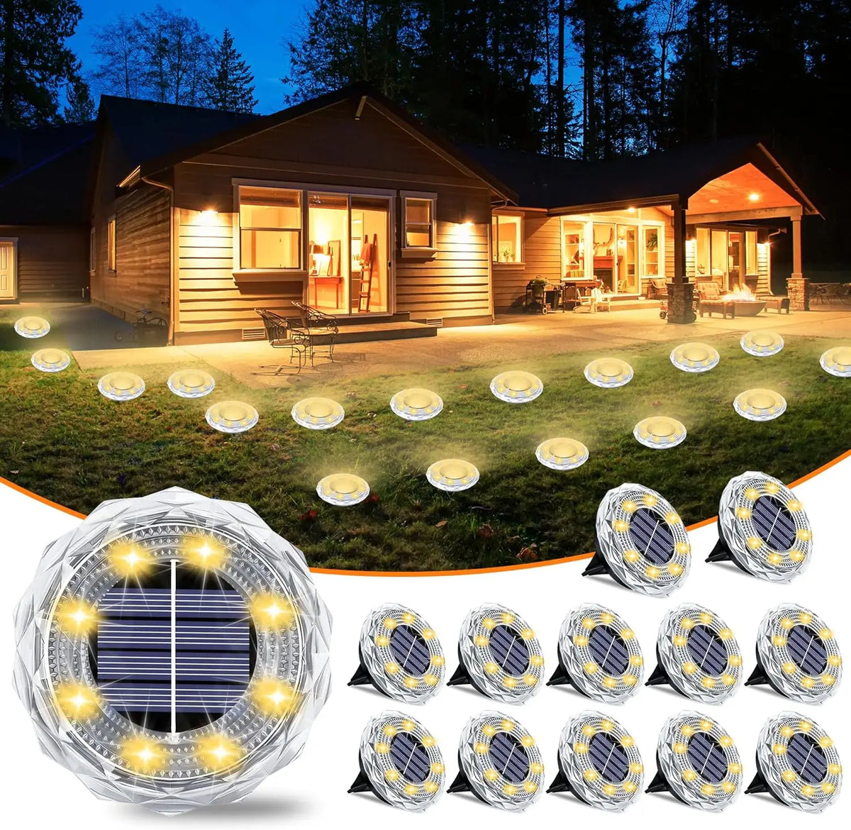Solar Lights Outdoor Waterproof 8 LED Solar Ground Light