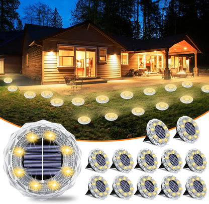 Solar Lights Outdoor Waterproof 8 LED Solar Ground Light