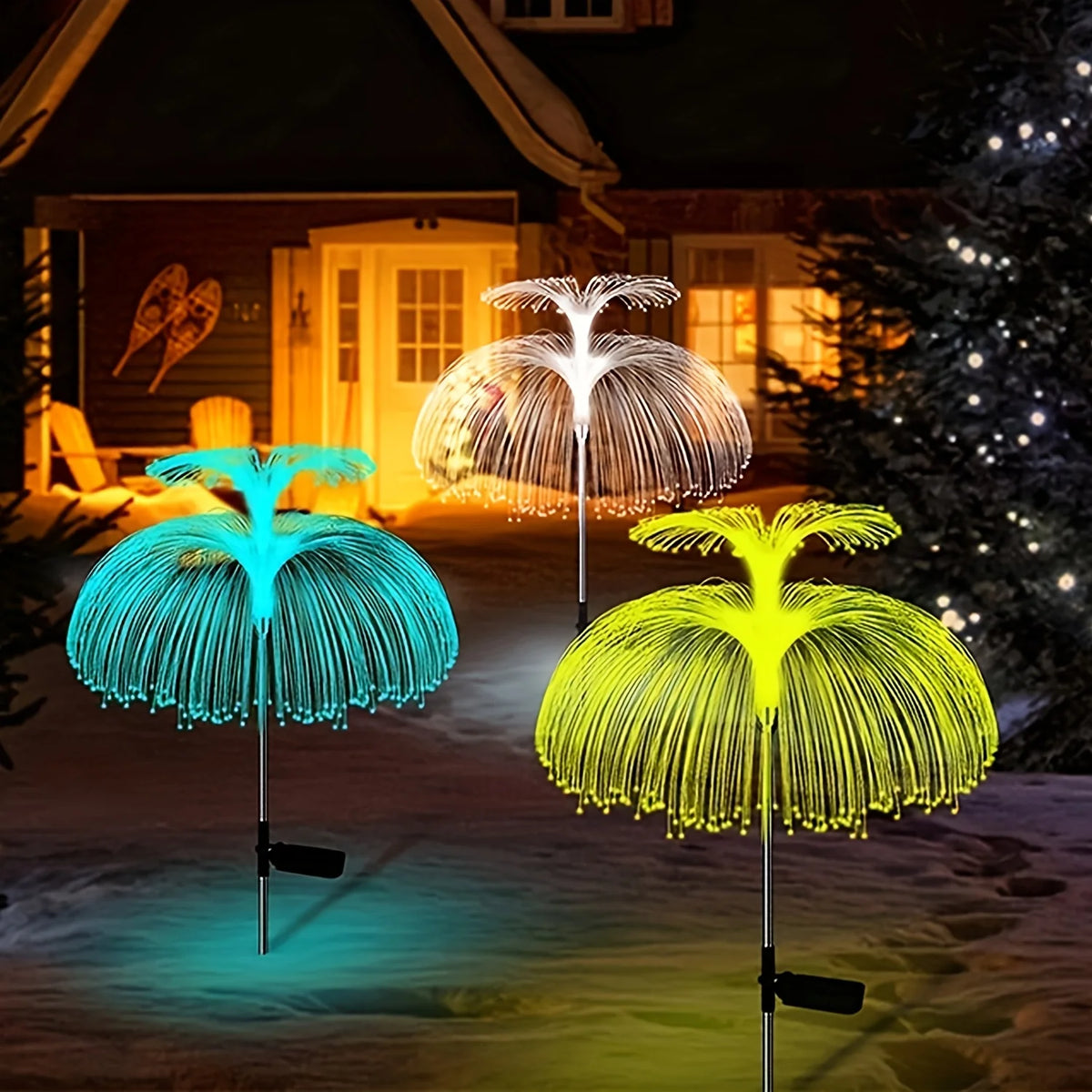 Modern Stylish Jellyfish Solar Fiber Optic Garden Stake