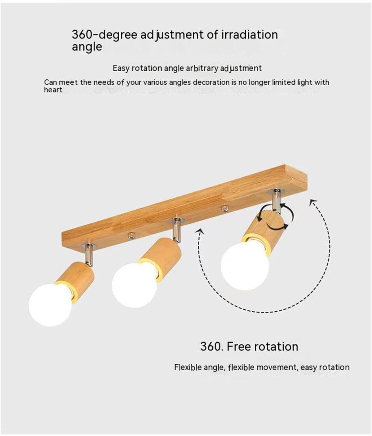 Wooden Spotlights Surface Mounted Household LED Rotating