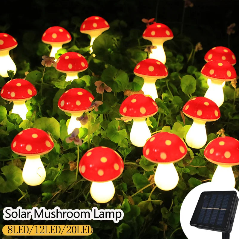 LED Solar Landscape Ground Lights Cute RED Mushroom