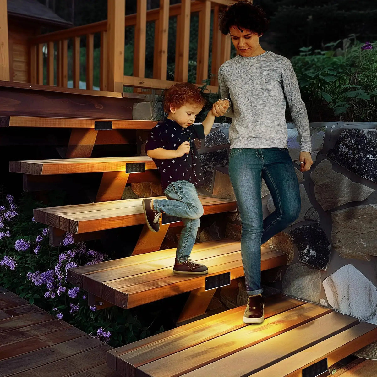 Solar Lights for Outdoors Stair Lamps Warm White LED Step Light