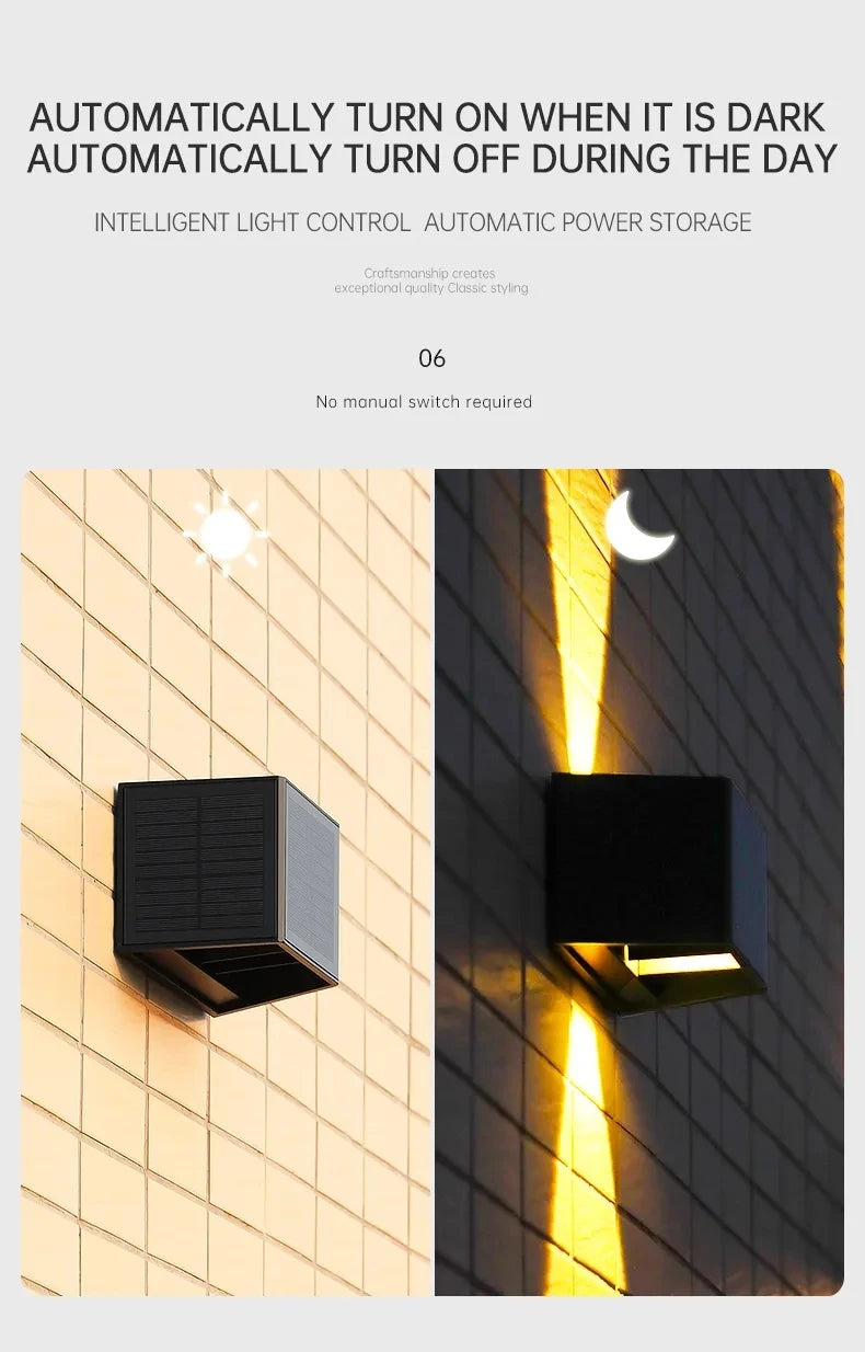 Outdoor LED Solar Wall Light ABS Garden Decoration Wall Light