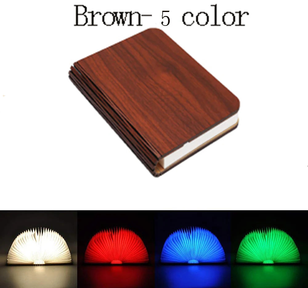 LED Foldable Book Light Creative Wooden Luminous Book