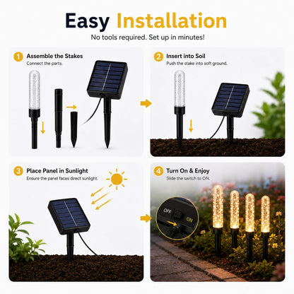 Solar Garden Lights Bubble Stick Pathway Stake Lights