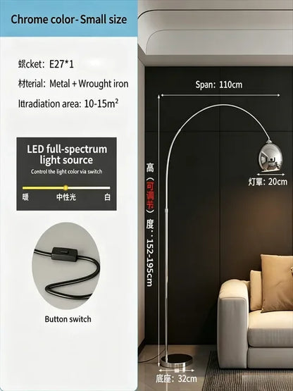 Style Silver Adjustable Floor Lamp Sofa Side Standing Light