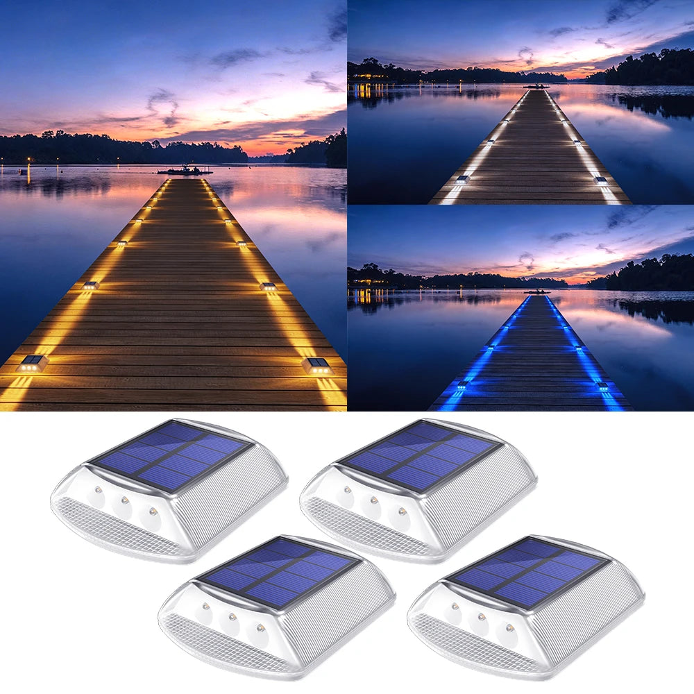 Solar Deck Lights Outdoor Warm White Driveway Lights