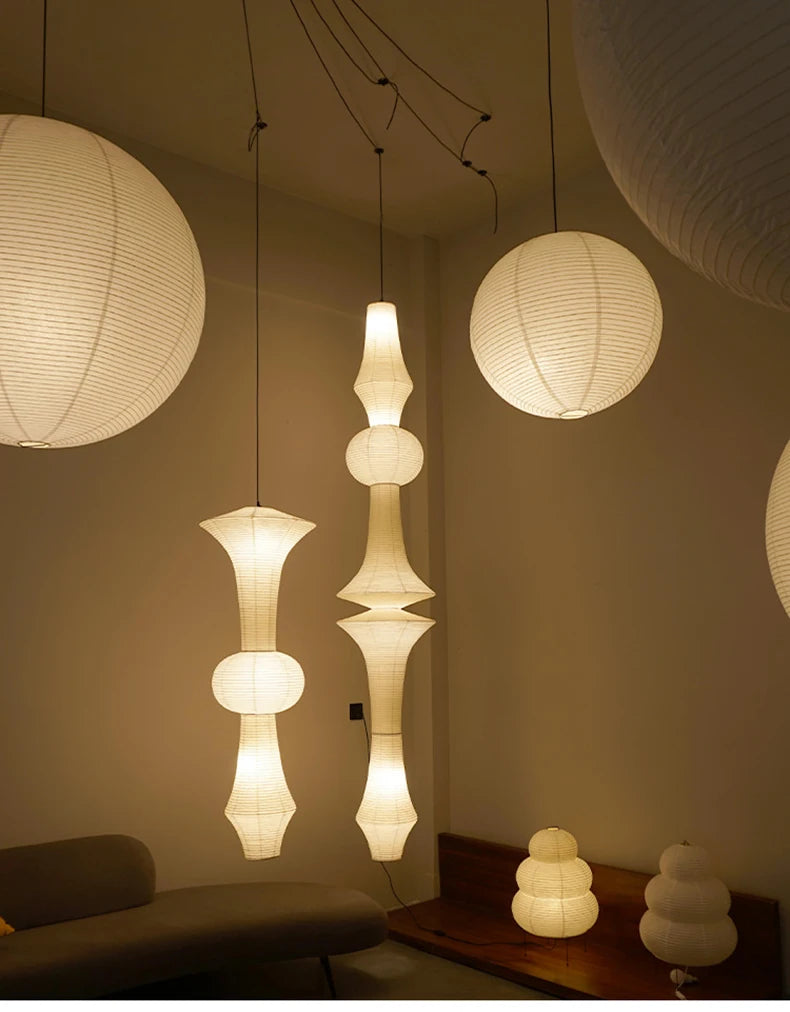 Nordic Wabi Sabi Wind Rice Paper Led Pendant Lights
