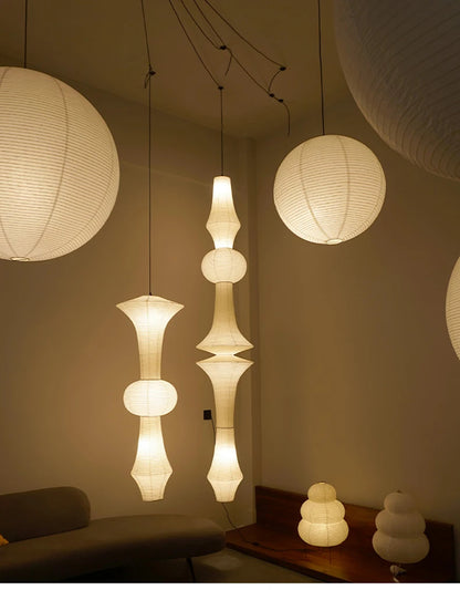 Nordic Wabi Sabi Wind Rice Paper Led Pendant Lights