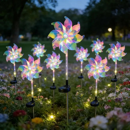 1PC Colorful Windmill Solar Garden Lamp Outdoor Pathway