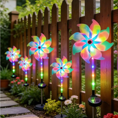 1PC Colorful Windmill Solar Garden Lamp Outdoor Pathway