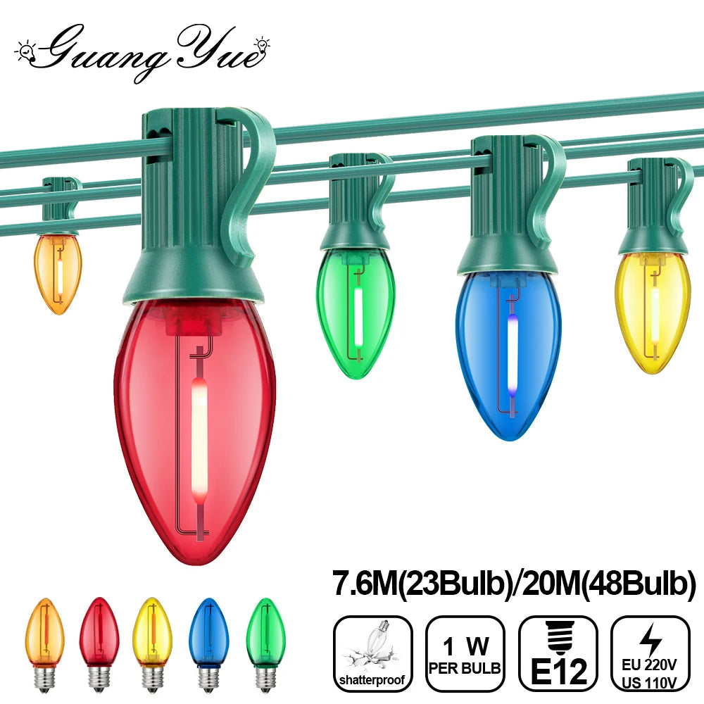 RGB C7 String Light 220V EU 110V US Outdoor Led Lights