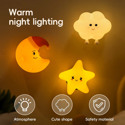 Silicone Star Moon Night Light Rechargable Sleeping Wall