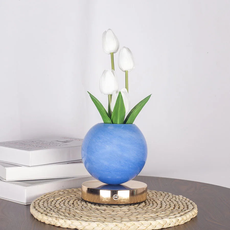 Dimmable Tulip LED Night Light USB Rechargeable Desk Decor Lamp