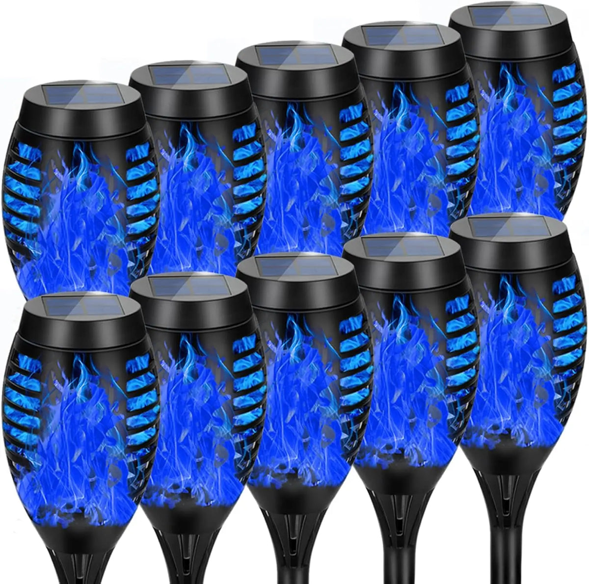 Solar Garden Flame Lights Flickering Flame Lamp Outdoor Lawn Light