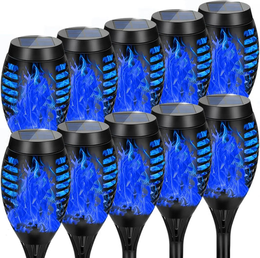 Solar Garden Flame Lights Flickering Flame Lamp Outdoor Lawn Light