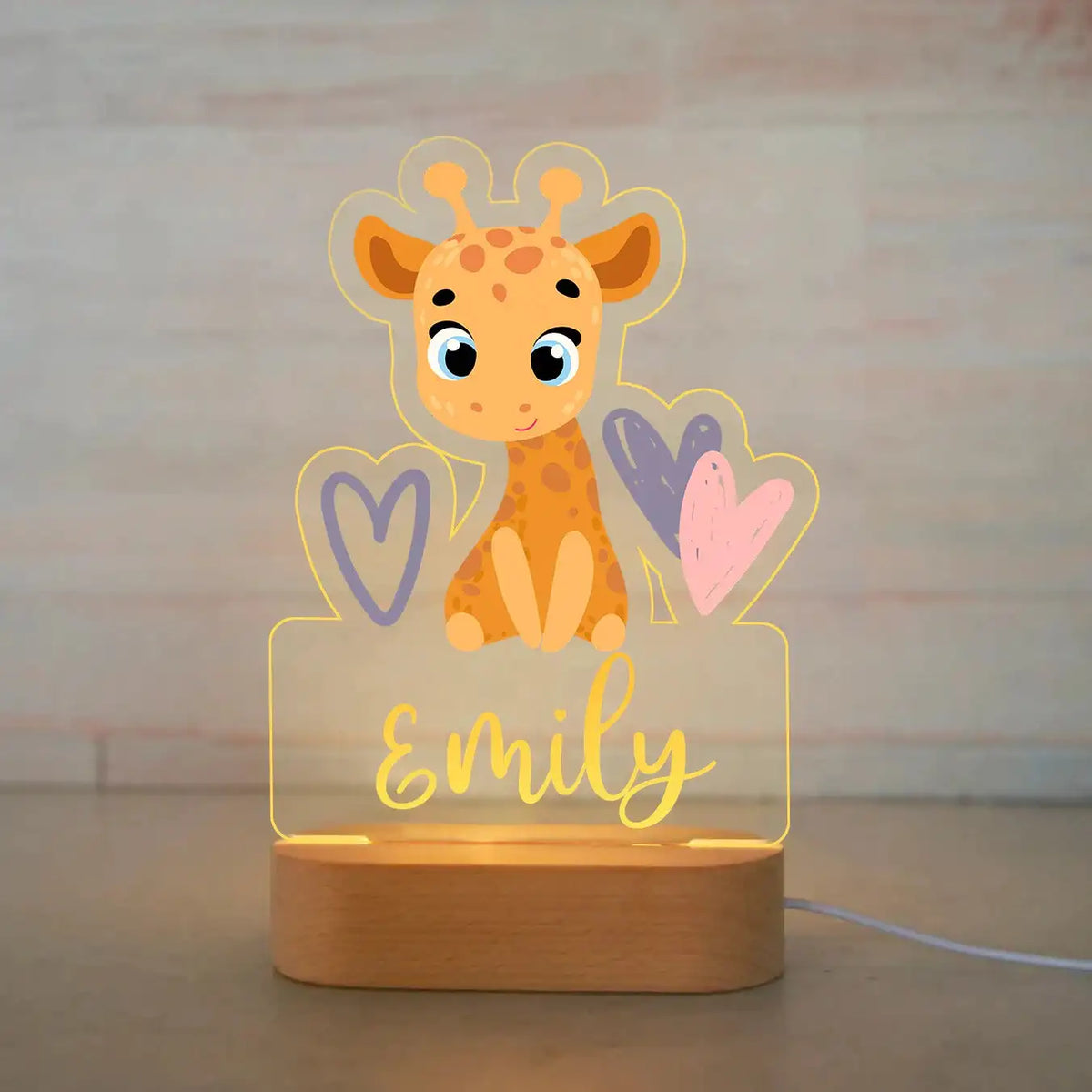 Personalized Children Animal Night Light Custom Name Acrylic Lamp