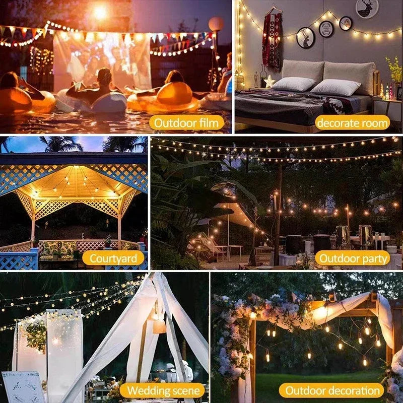 1Pack Outdoor Solar String Lights LED IP65 Waterproof Retro Vintage Bulb