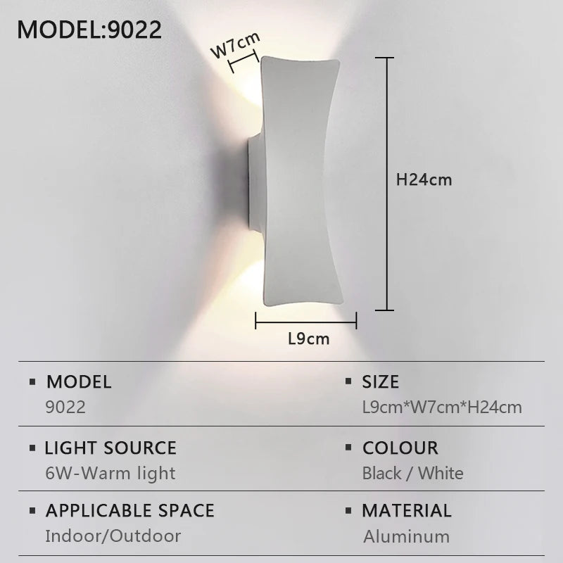 LED Wall Lamp Indoor and Outdoor IP65 Waterproof White/black Modern