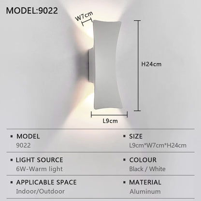 LED Wall Lamp Indoor and Outdoor IP65 Waterproof White/black Modern