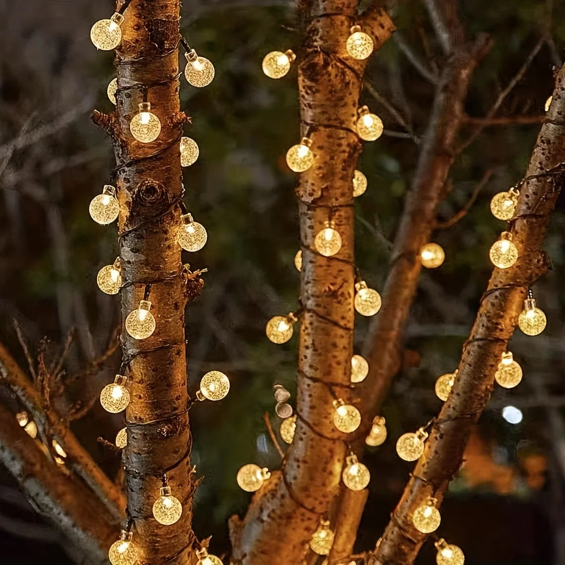 1 Pack 39FT IP65 Crystal Globe Solar String Lights 100 LED 8 Lighting