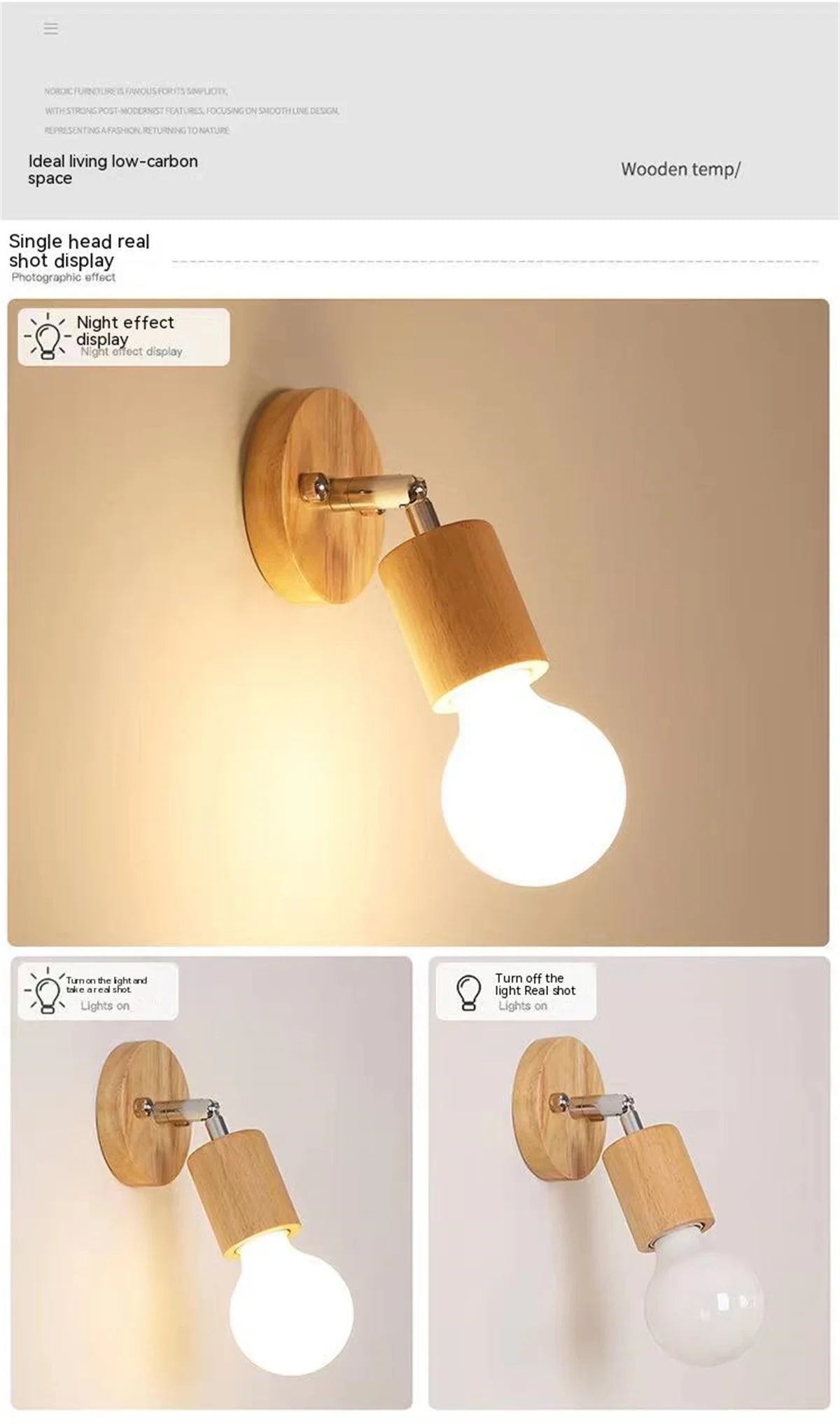 Wooden Spotlights Surface Mounted Household LED Rotating