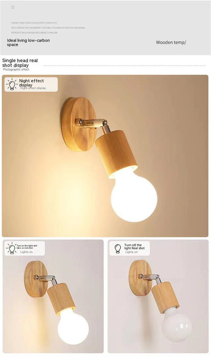 Wooden Spotlights Surface Mounted Household LED Rotating