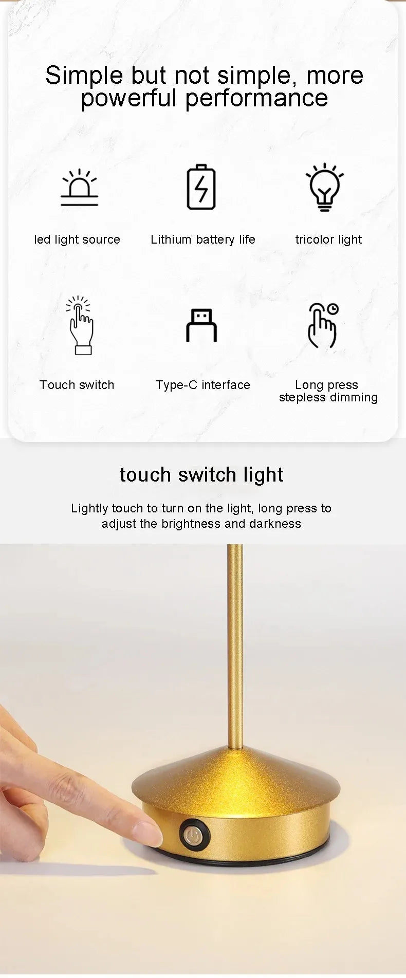 Rechargeable LED Table Light Wireless Desk Night Bedside Lamp