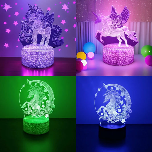 3D Lamp Anime Unicorn LED Night Light RGB