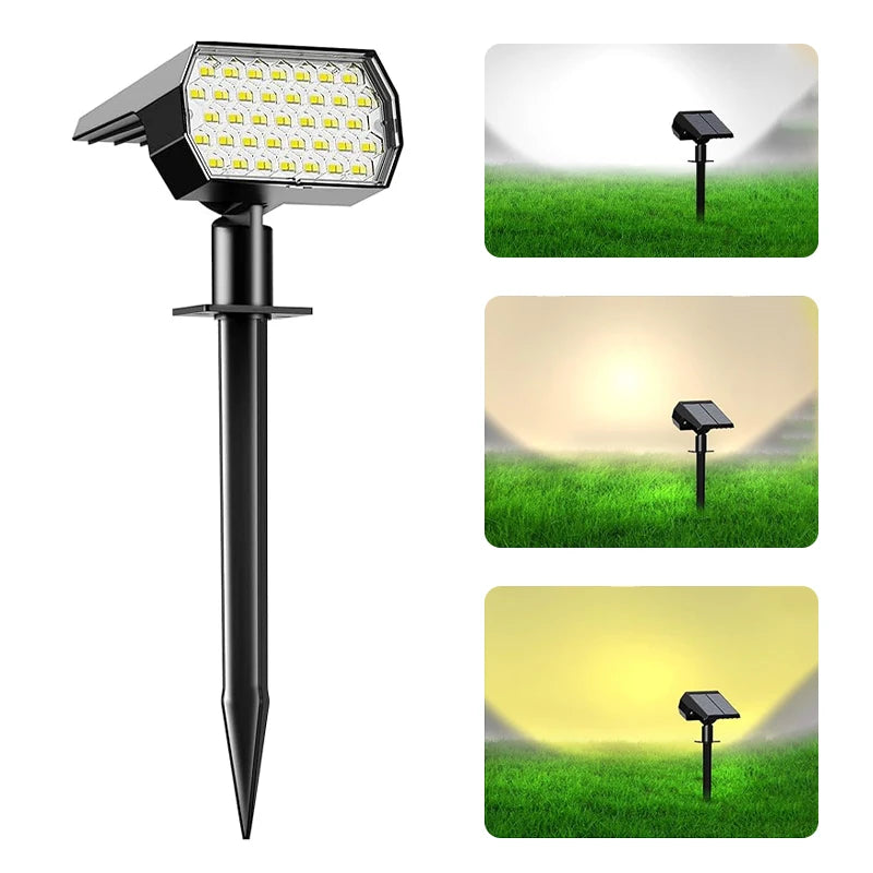 Solar Spot Lights Outdoor 74 LED 3 Colors 2-in-1 Solar Landscape