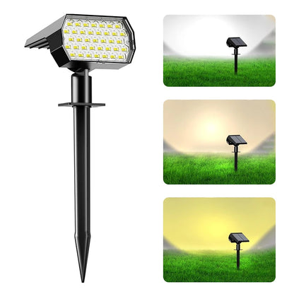 Solar Spot Lights Outdoor 74 LED 3 Colors 2-in-1 Solar Landscape