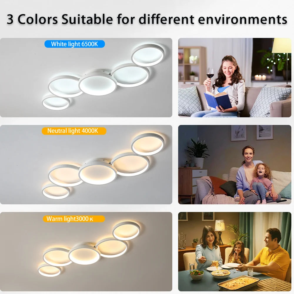 LED Ceiling Light 110v 220v 3 Colors Dimming Modern Lamp