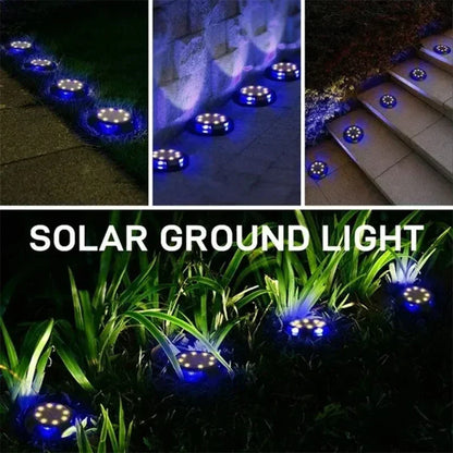 Solar Lights Outdoor 12LEDs Disk Underground Lamp Yard Decoration