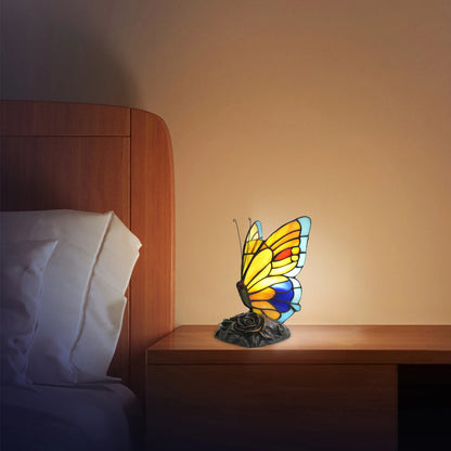 Tiffany Yellow Fairy Butterfly Nightstand Table Lamps