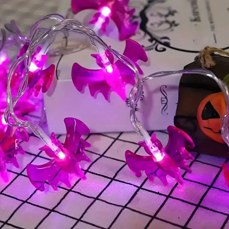 59.06inch 10 Lights, 3m 20 Lights Purple Bat Halloween Decoration