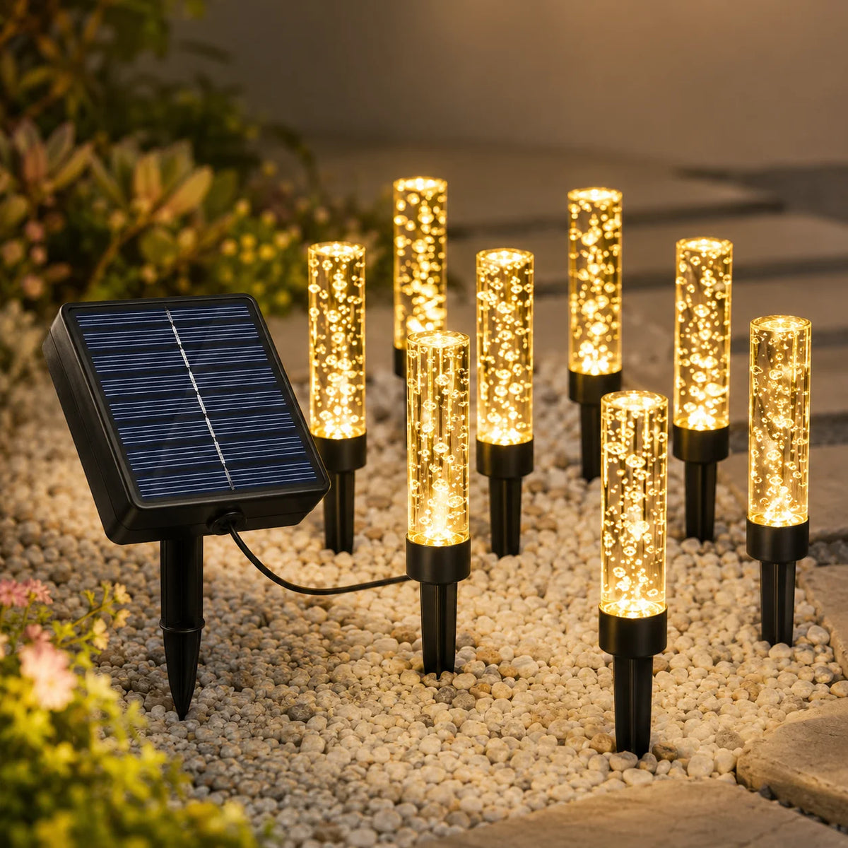 Solar Garden Lights Bubble Stick Pathway Stake Lights