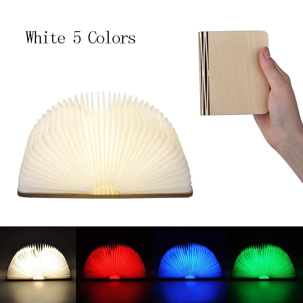 LED Foldable Book Light Creative Wooden Luminous Book