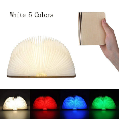 LED Foldable Book Light Creative Wooden Luminous Book