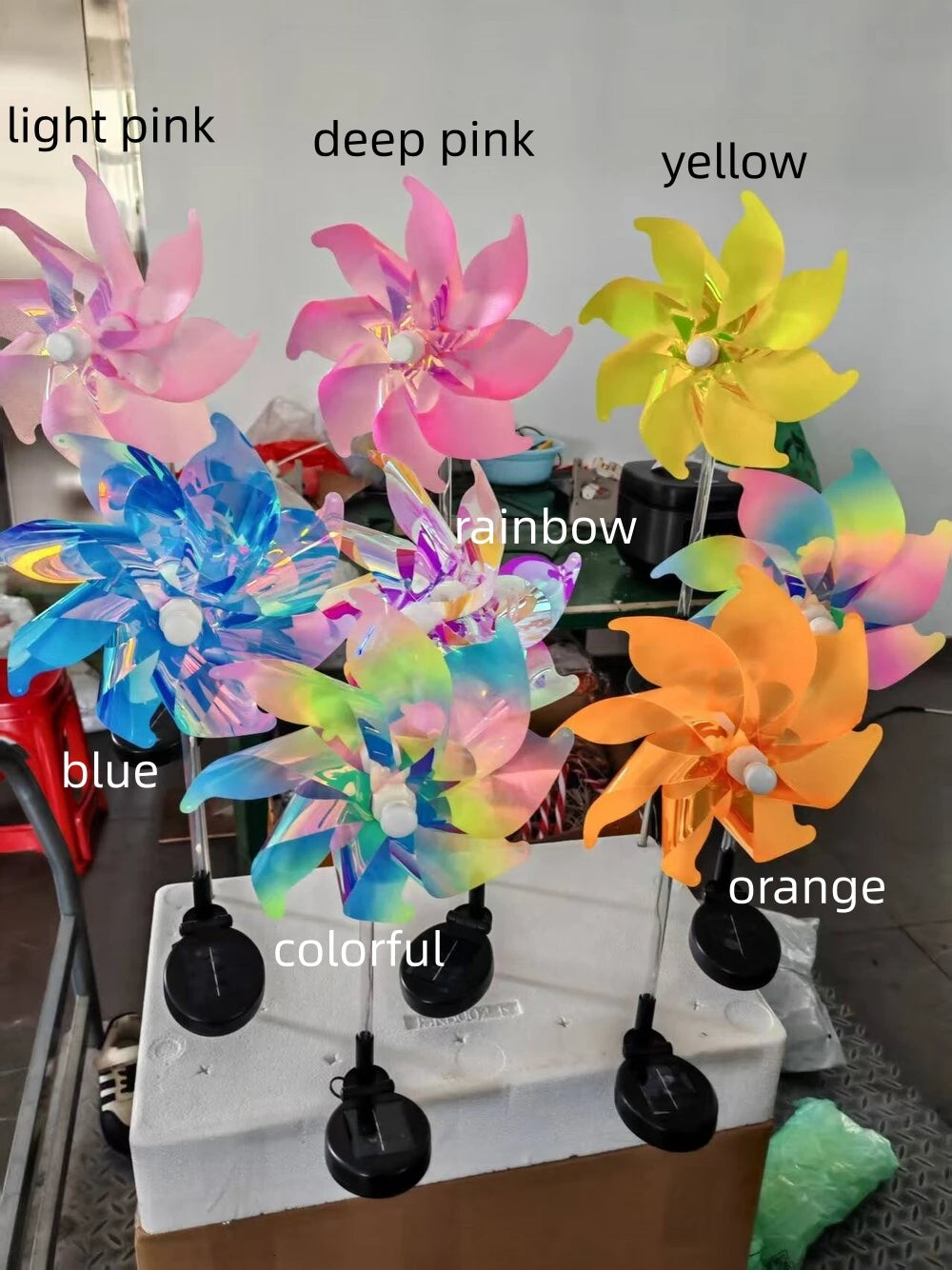 1PC Colorful Windmill Solar Garden Lamp Outdoor Pathway