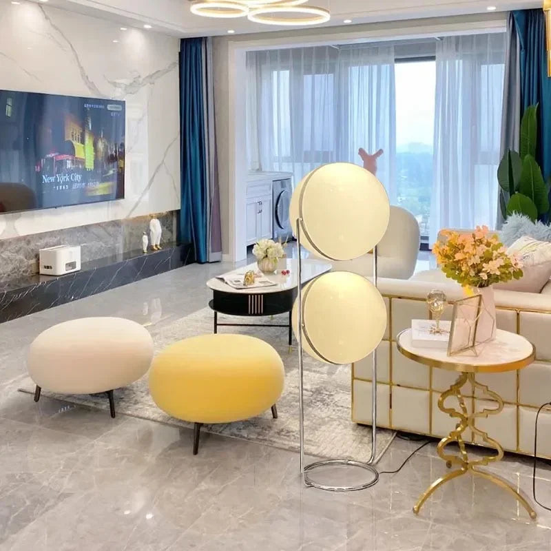Nordic Floor Lamp Chrome Metal White Acrylic Ball Lamp